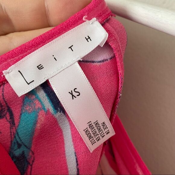 Leith Dress Floral Pink Sweetheart Neckline Midi Cocktail Casual Spring Formal - Picture 7 of 11